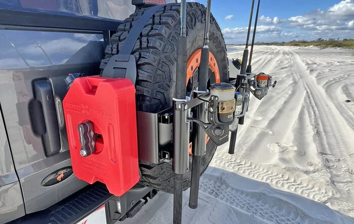 New X-Rack Fishing Rod Holder modification for Rockslide Engineering EZ-Rack and Rotopax mounts