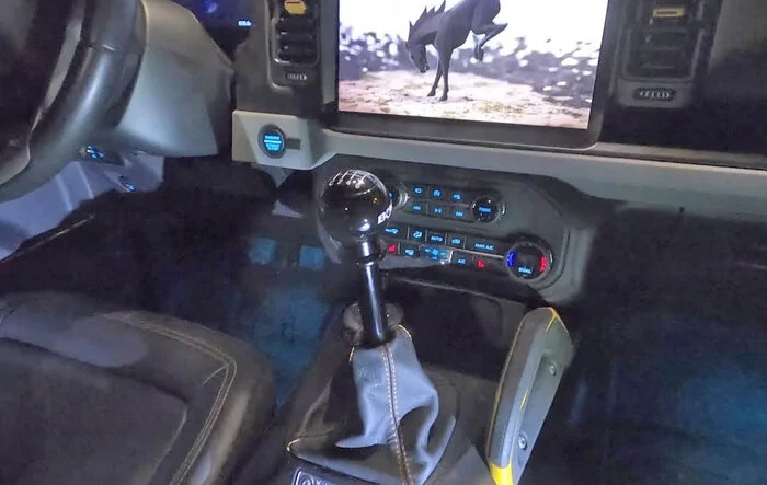 B&M short shifter install in Bronco by Bro-Flaps