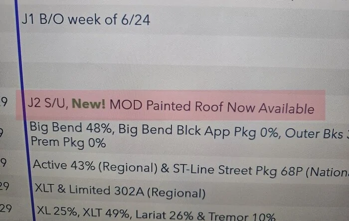 New MOD Painted Hardtop Roof Option available starting Job 2