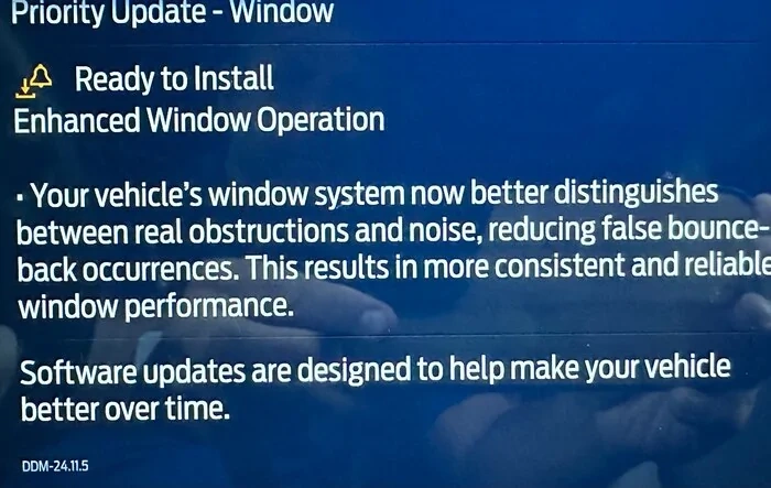 Much needed "Enhanced Window Operation" OTA software update now installing