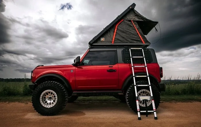 Installed thinnest / lightest RTT roof top tent I could find on our 2-Door Bronco