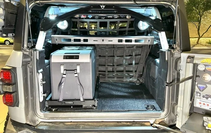 DIY rear cargo floor platform with Fridge slide