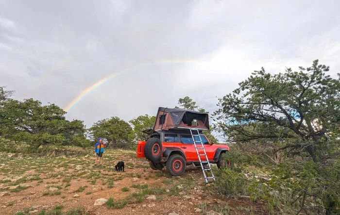 End of Summer Road Trip - Bronco Raptor Under a Full Rainbow